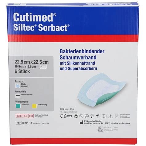 Cutimed Siltec Sorbact 22 5 Cm X 22 5 Cm 6 St Shop Apotheke