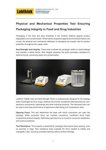 Physical And Mechanical Properties Test Ensuring Packaging Integrity In