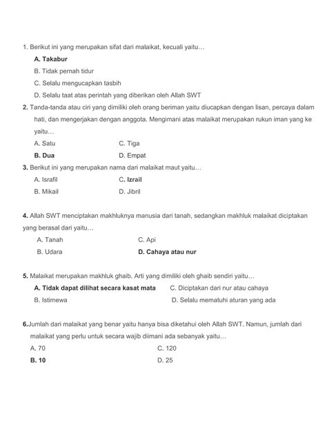 Soal Penilaian Akhir Tahun Agama Islam Docx Pdf