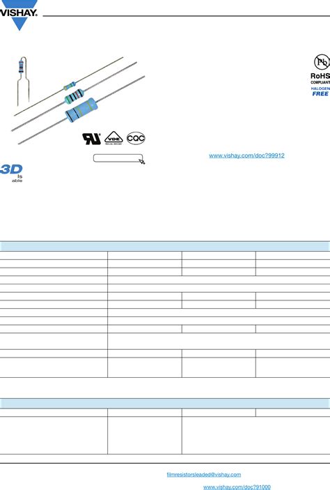 VR25 37 68 Series Datasheet By Vishay Beyschlag Draloric BC