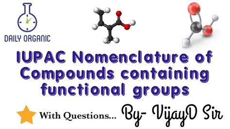 Iupac Nomenclature Of Compounds Containing One Functional Groups Iit Jee Neet Cet Kypy