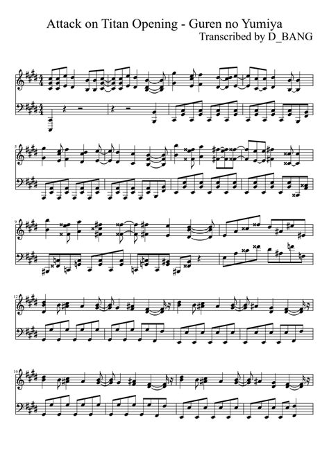 Attack On Titan Theme Piano Sheet Music - Theme Image