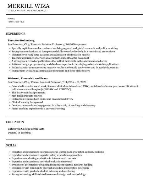 Assistant Professor Resume Samples Velvet Jobs