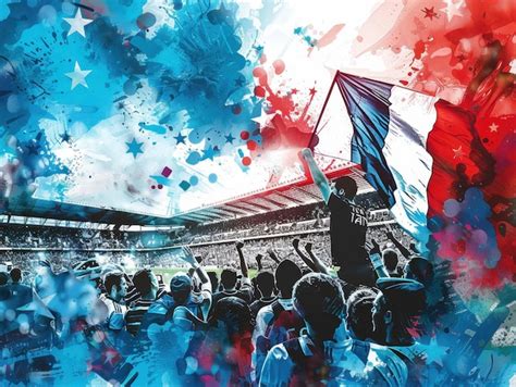 Contemporary Art Collage Of France Football Supporters Premium Ai