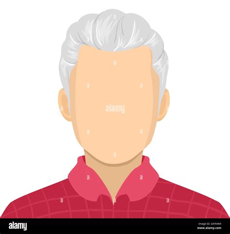 Illustration of a Senior Man with Grey Hair and a Blank Face Stock ...