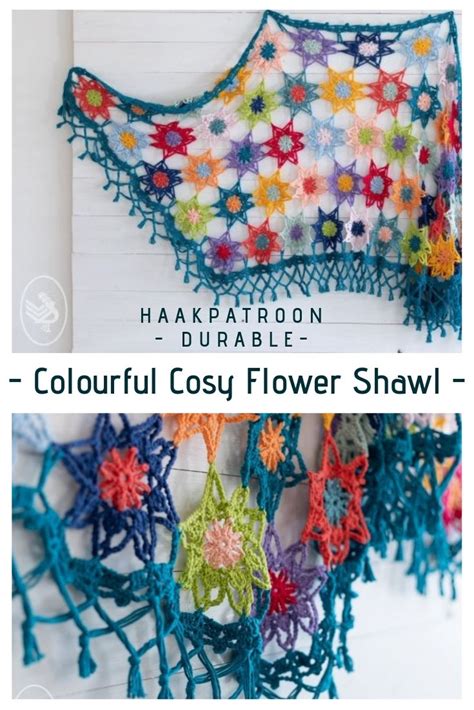 Haakpatroon Colourful Cosy Flower Shawl Haakinformatie