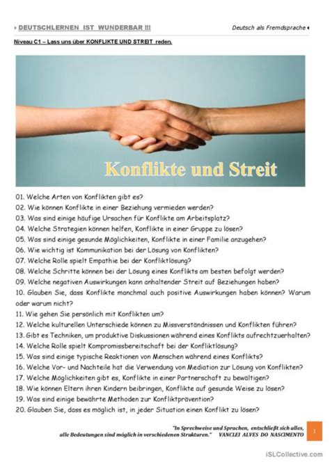 9 Streit Deutsch DAF Arbeitsblätter pdf doc