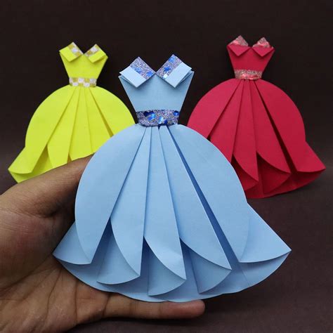 How To Make Paper Dress Wedding Dress For Doll Origami Princess Dress Folding Craft Tutorial