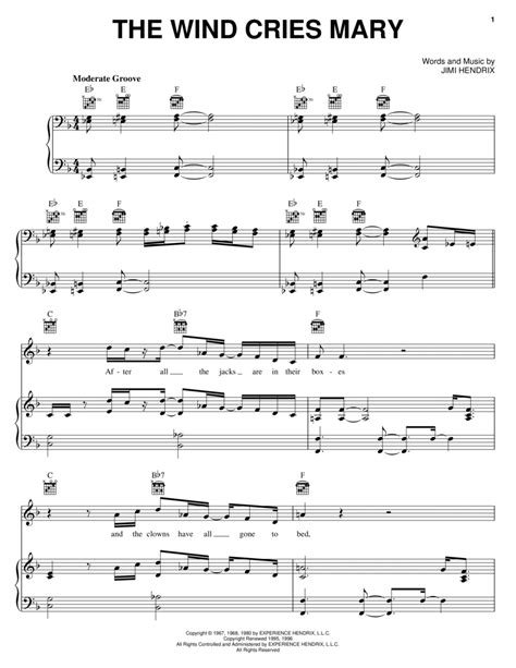 The Wind Cries Mary By Jamie Cullum Jimi Hendrix Digital Sheet Music