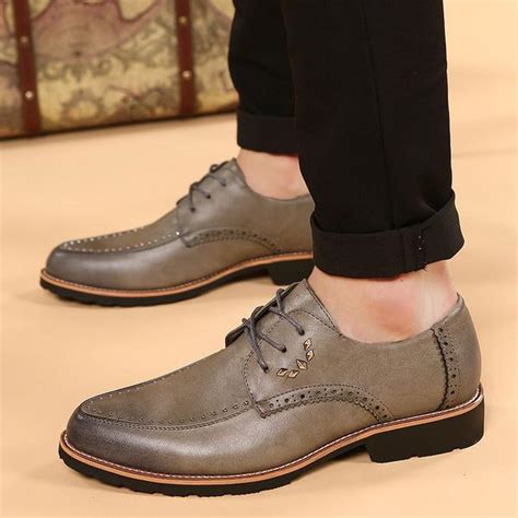 Men Shoes Mens Casual Dressformal Oxfords Shoes Wing Tip Leather Flats Lace Up Big Size Shoes