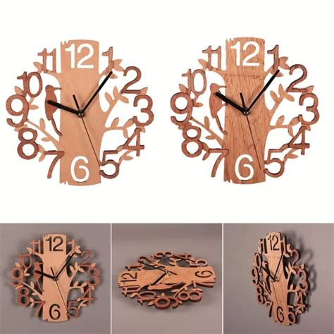 Horloge Murale Simple En Forme D Arbre En Bois Pour Bureau Salon