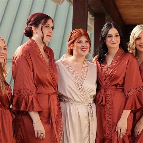Burnt Orange Bridesmaid Robes Bridal Robe Rust Bridal Party Robes
