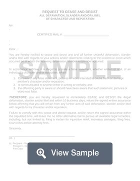 Cease And Desist Slander Letter Free Template Free Printable Templates