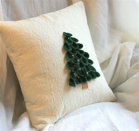 Christmas Pine Tree Felt Applique Pillow Cover