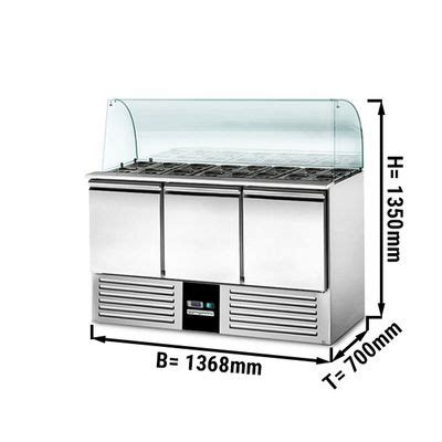 Saladette Premium 1368mm 4x GN 1 1 hoher Glasaufsatz 3 Türen