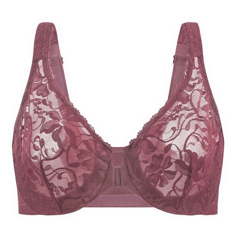 Meleneca Womens Front Closure Stretch Lace Underwire Bra Cabernet Red