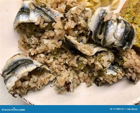 Traditional Karadeniz Food Hamsi Pilav Anchovy With Rice Seafood