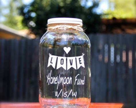 Half Gallon Mason Jar Honeymoon Fund Jar Custom Mason Jars Etsy