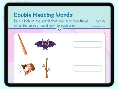 Identify New Meanings For Familiar Words Worksheet Lk4a Workybooks
