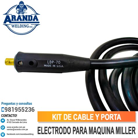 Kit De Cable Y Porta Electrodo Para Maquina Miller Marca Welder Power