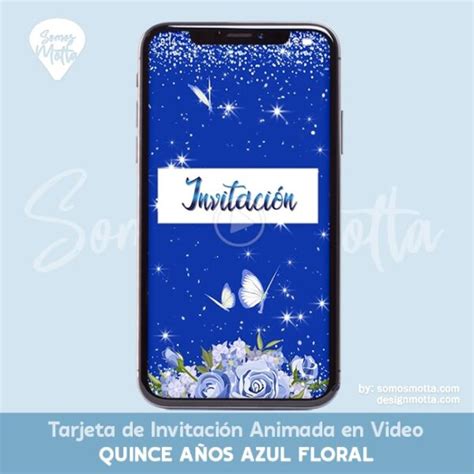 Invitaci N Quince A Os Azul Floral Somos Motta