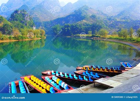 River Boat Mountains Stock Photo Image Of Boat River 5009380