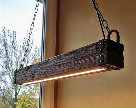 Hand Hewn Reclaimed Barn Wood Beam Light Fixture Chandelier Etsy