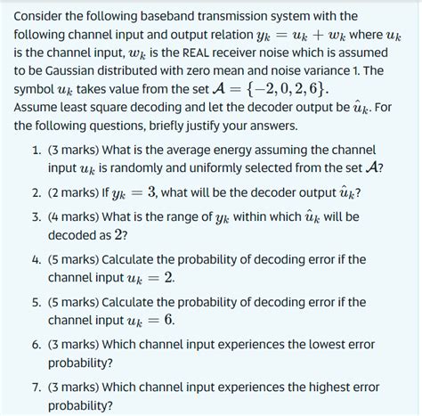 Consider The Following Baseband Transmission System Chegg