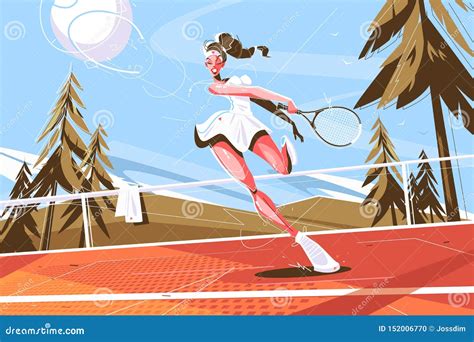 Cute Girl With Racquet Stock Vector Illustration Of Pastime 152006770