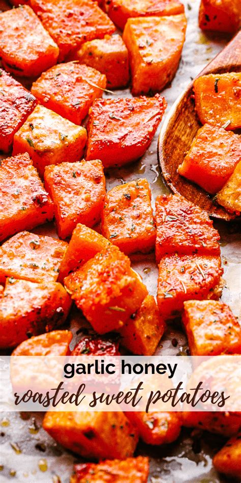 Garlic Honey Roasted Sweet Potatoes Healthy Holiday Side Dish Recipe