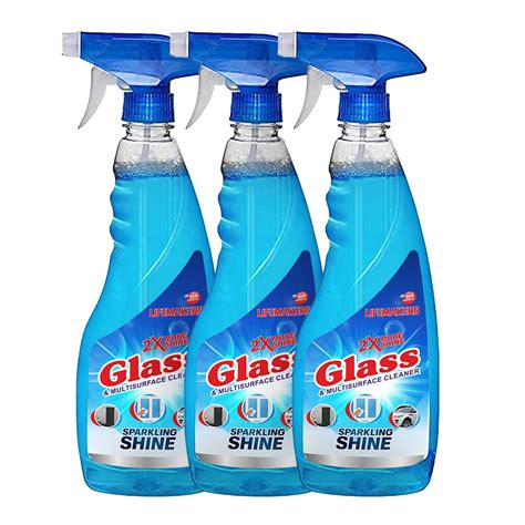 Glass And Surface Cleaner Liquid Spray Regular Each In Blue Color Pack Of 3 500ml X3 Amazon