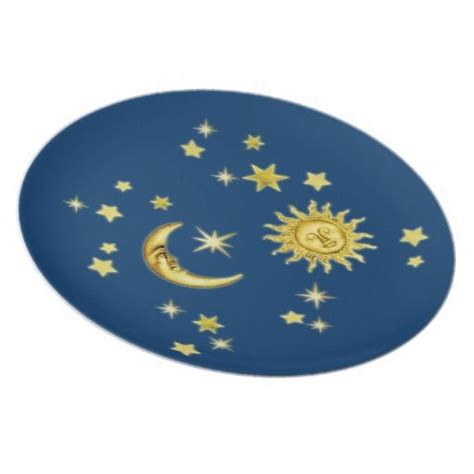 Sun Moon And Stars Dinner Plate Sun Moon Stars Dark Blue Background