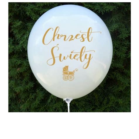 Balony na Chrzest Święty białe ze złotym nadrukiem 10 szt Party World