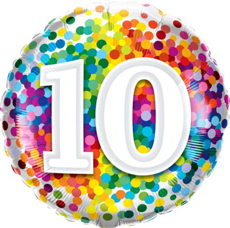 Rainbow Confetti Number Ten 18 inch (45 cm) Foil Balloon Q13513 ...