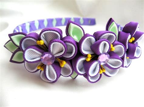 Diadema con flores orquídea regalo para las niñas Tejido flor Etsy