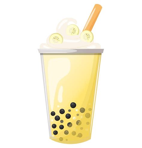 Vektor Illustration Bubble Tea Mit Banane Isoliert Auf Wei Em