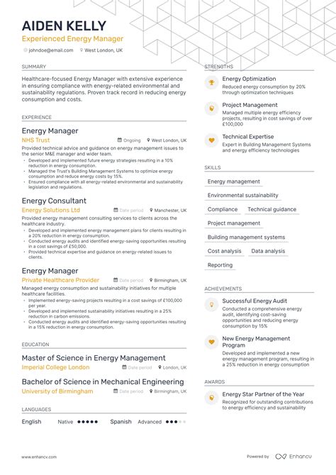 5 Energy Manager Resume Examples And Guide For 2024