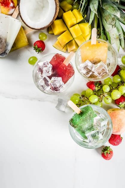 Premium Photo Tropical Ice Cream Popsicles With Chia Seeds And Fruit