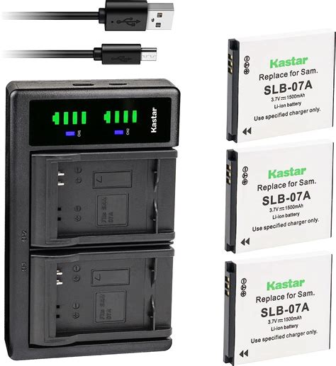 Kastar 3 Pack Slb 07a Battery And Ltd2 Usb Charger Replacement For Samsung Slb 07a