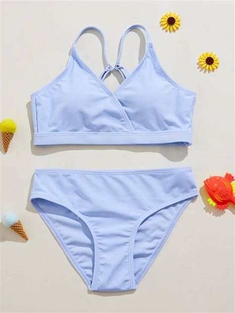 Girls Surplice Neck Bikini Swimsuit SHEIN USA