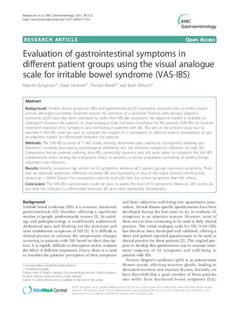 Pdf Evaluation Of Gastrointestinal Symptoms In Different Patient