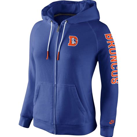 Women's Denver Broncos Nike Royal Blue Rally Rewind Full Zip Hoodie