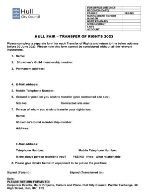 Fillable Online Transfer Of Rights Application Form Fax Email Print