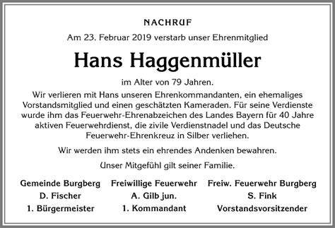 Traueranzeigen von Hans Haggenmüller Allgäuer Zeitung