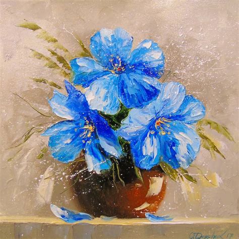 Acrylic Paintings Of Blue Flowers