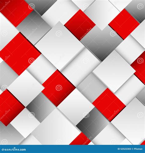 Fundo Abstrato Do Quadrado Branco E Vermelho Ilustração do Vetor