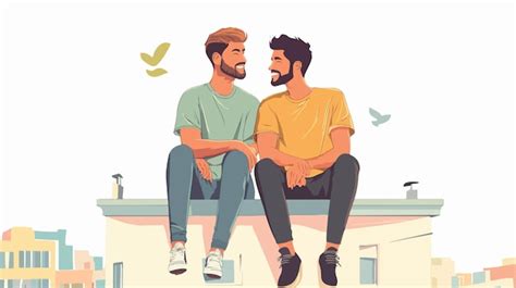 Cheerful Gay Couple Enjoying Quality Leisure Time Together Outdoors Premium AI Generated Vector