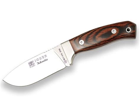 CUCHILLO DE MONTE CON VIROLA CACHAS DE MADERA ROJA PRENSADA Y HOJA DE 10 CM