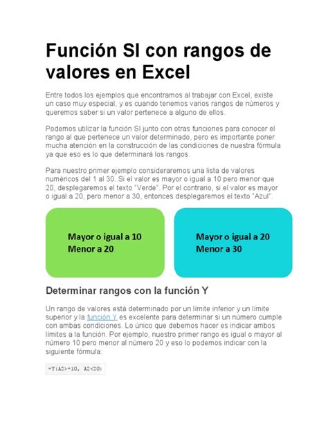 Función Si Con Rangos De Valores En Excel Pdf Argumento Función