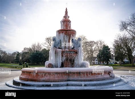 A Frozen Victorian Fountain In Hanley Park Stoke On Trent UK Stock